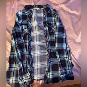 A blue and white flannel